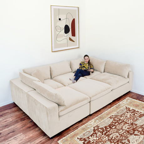 Hayward Ivory Velvet Modular Sectional Sofa by Ashcroft Furniture at Eve Furniture