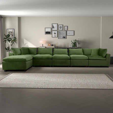 Hayward Olive Green Velvet Modular Sectional Sofa by Ashcroft Furniture at Eve Furniture