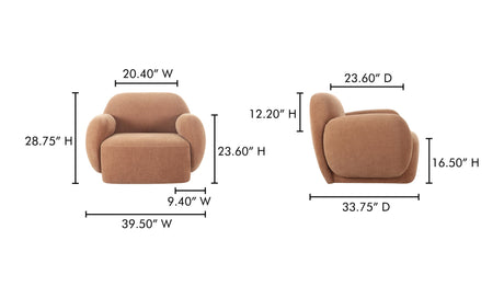 Hazel Lounge Chair Copper by Moe's Home at Eve Furniture