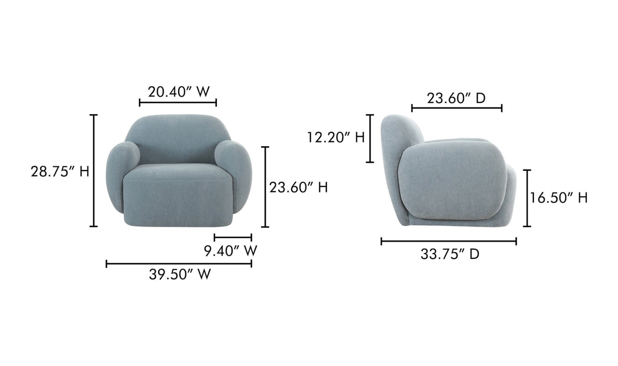 Hazel Lounge Chair Light Blue by Moe's Home at Eve Furniture