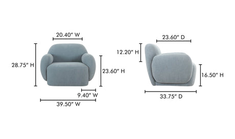 Hazel Lounge Chair Light Blue by Moe's Home at Eve Furniture
