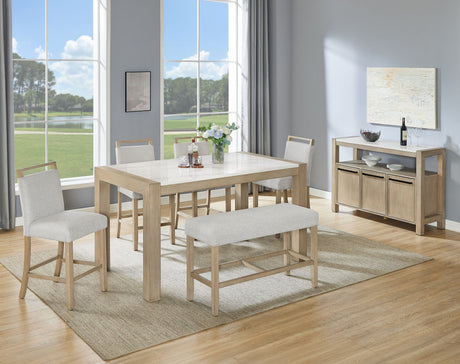 Hazel Neutral Genuine Marble Top Counter Height Table by Crown Mark at Eve Furniture