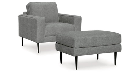 Hazela Charcoal Chair and Ottoman by Ashley at Eve Furniture