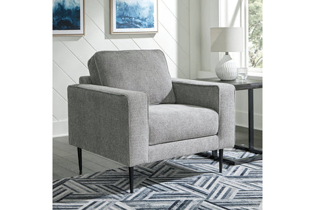 Hazela Charcoal Chair and Ottoman by Ashley at Eve Furniture