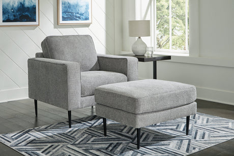 Hazela Charcoal Chair and Ottoman by Ashley at Eve Furniture