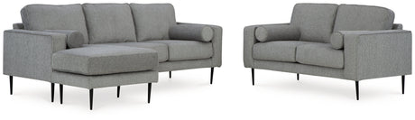 Hazela Charcoal Sofa Chaise and Loveseat by Ashley at Eve Furniture