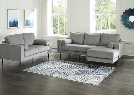 Hazela Charcoal Sofa Chaise and Loveseat by Ashley at Eve Furniture