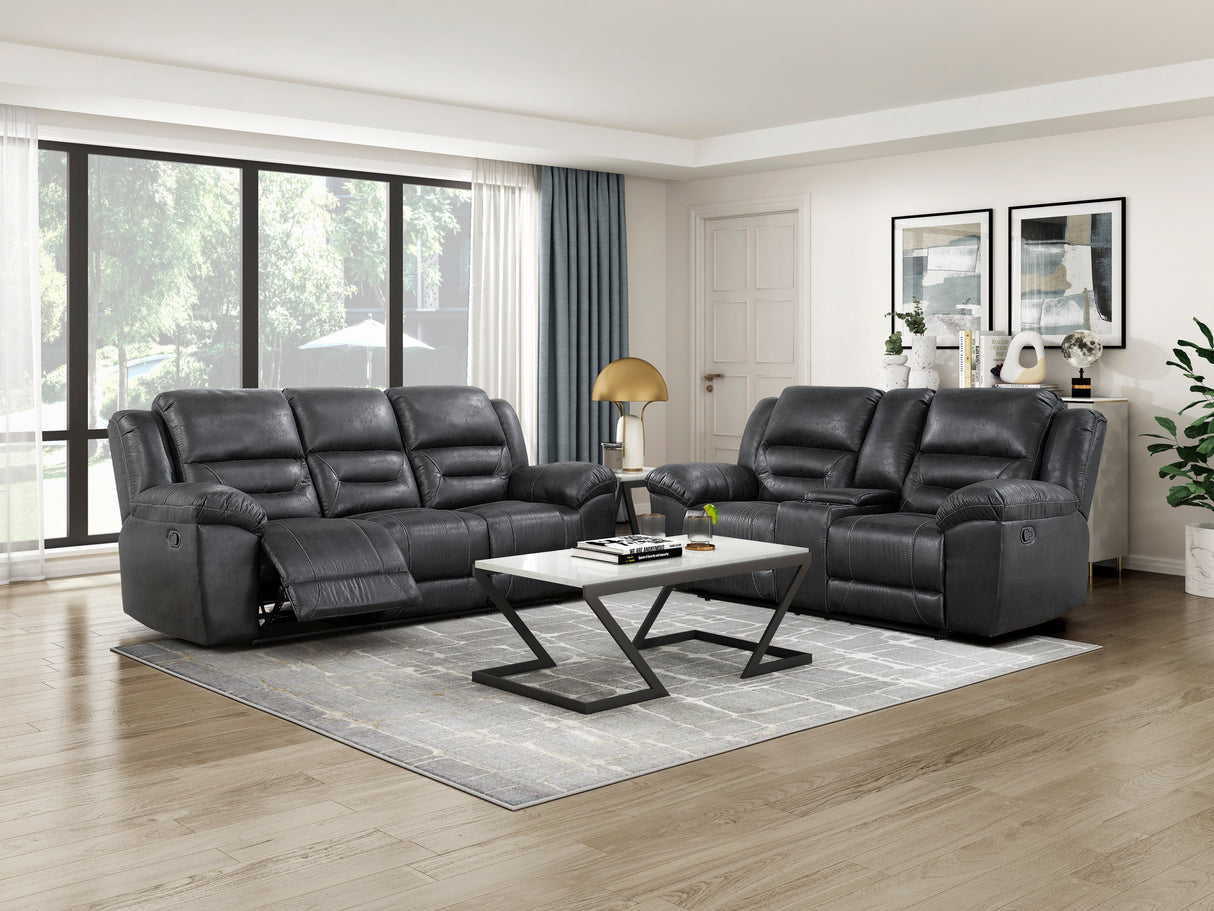 Hazen Black Double Reclining Sofa by Homelegance at Eve Furniture