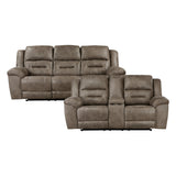 Hazen Brown 2-Piece Double Reclining Set by Homelegance at Eve Furniture