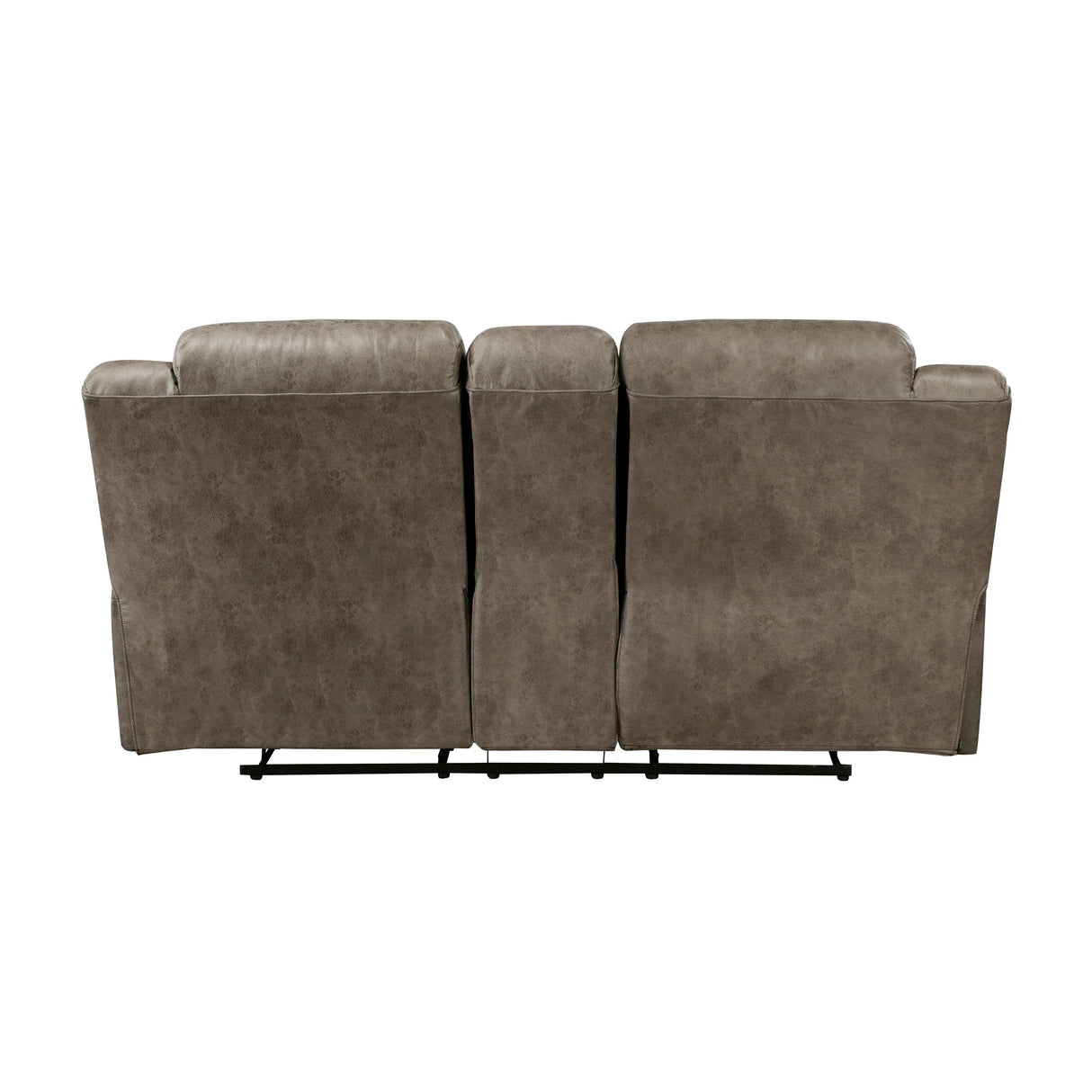 Hazen Brown Microfiber Double Reclining Loveseat with Center Console by Homelegance at Eve Furniture
