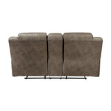 Hazen Brown Microfiber Double Reclining Loveseat with Center Console by Homelegance at Eve Furniture
