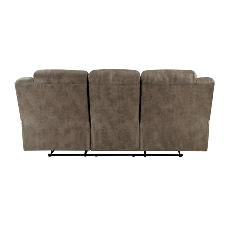 Hazen Brown Microfiber Double Reclining Sofa by Homelegance at Eve Furniture