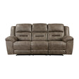 Hazen Brown Microfiber Double Reclining Sofa by Homelegance at Eve Furniture