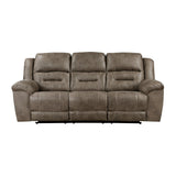 Hazen Brown Microfiber Double Reclining Sofa by Homelegance at Eve Furniture