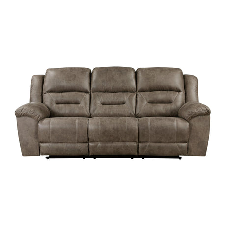 Hazen Brown Microfiber Double Reclining Sofa by Homelegance at Eve Furniture