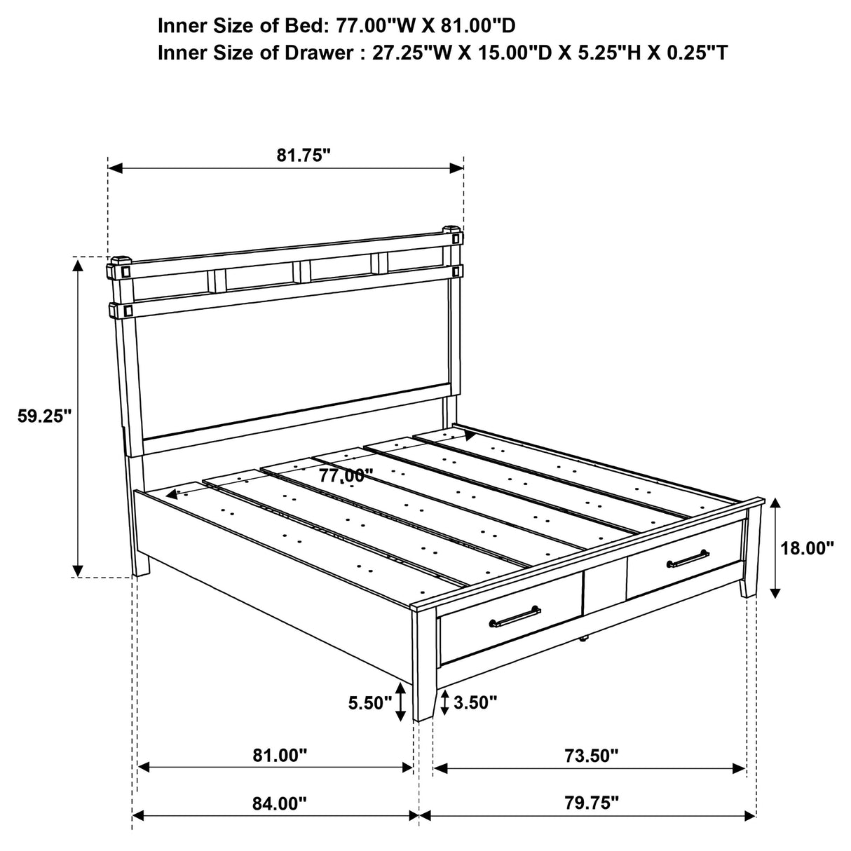 Hazlewood Vineyard Oak 59-inch Eastern King Storage Bed by Coaster at Eve Furniture