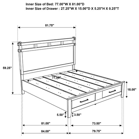 Hazlewood Vineyard Oak 59-inch Eastern King Storage Bed by Coaster at Eve Furniture