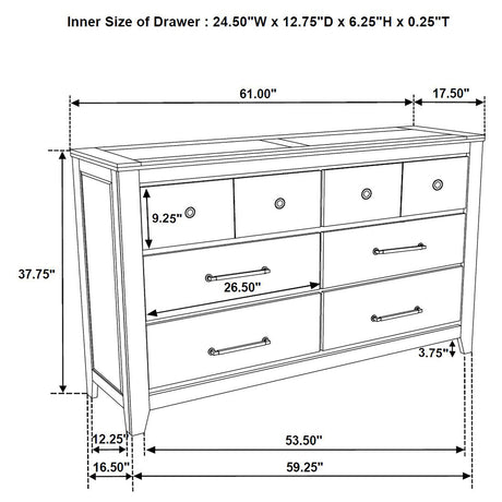 Hazlewood Vineyard Oak 6-drawer Bedroom Dresser Cabinet by Coaster at Eve Furniture