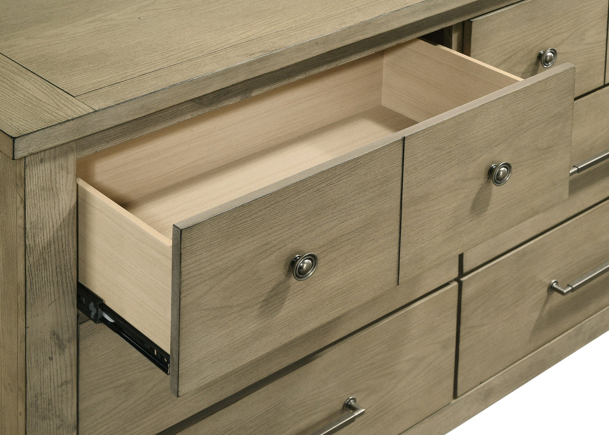 Hazlewood Vineyard Oak 6-drawer Bedroom Dresser with Mirror by Coaster at Eve Furniture