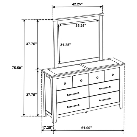 Hazlewood Vineyard Oak 6-drawer Bedroom Dresser with Mirror by Coaster at Eve Furniture