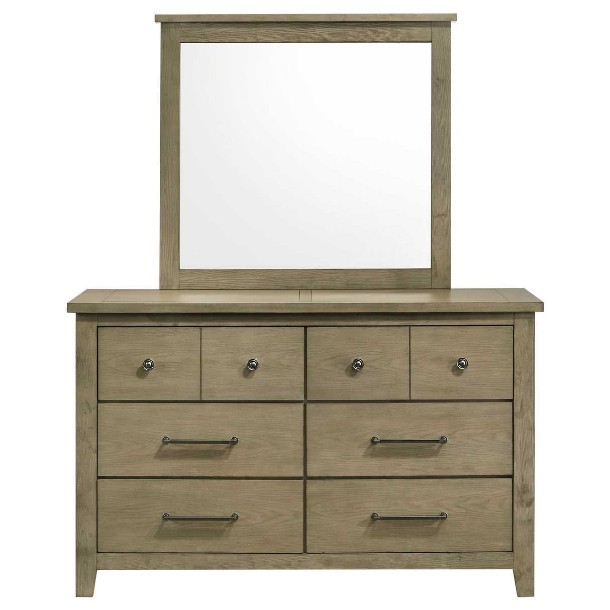 Hazlewood Vineyard Oak 6-drawer Bedroom Dresser with Mirror by Coaster at Eve Furniture