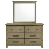 Hazlewood Vineyard Oak 6-drawer Bedroom Dresser with Mirror by Coaster at Eve Furniture