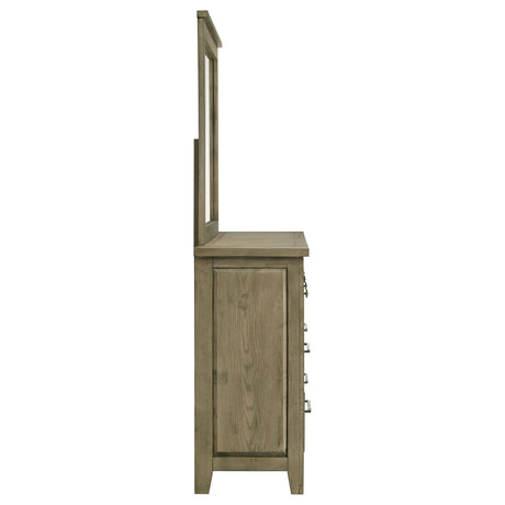 Hazlewood Vineyard Oak 6-drawer Bedroom Dresser with Mirror by Coaster at Eve Furniture
