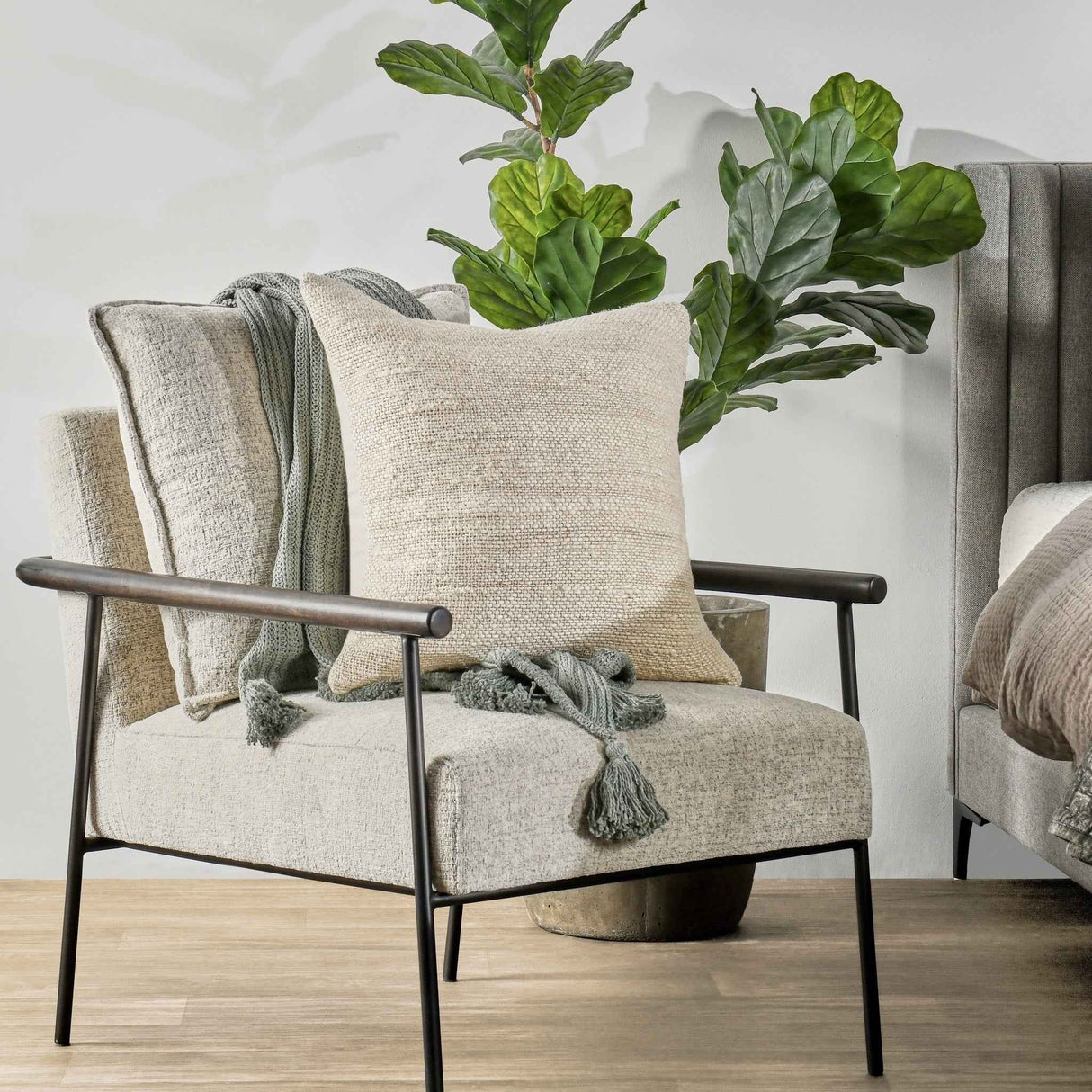 HC Halter Ivory 22x22 Throw Pillow by Classic Home at Eve Furniture