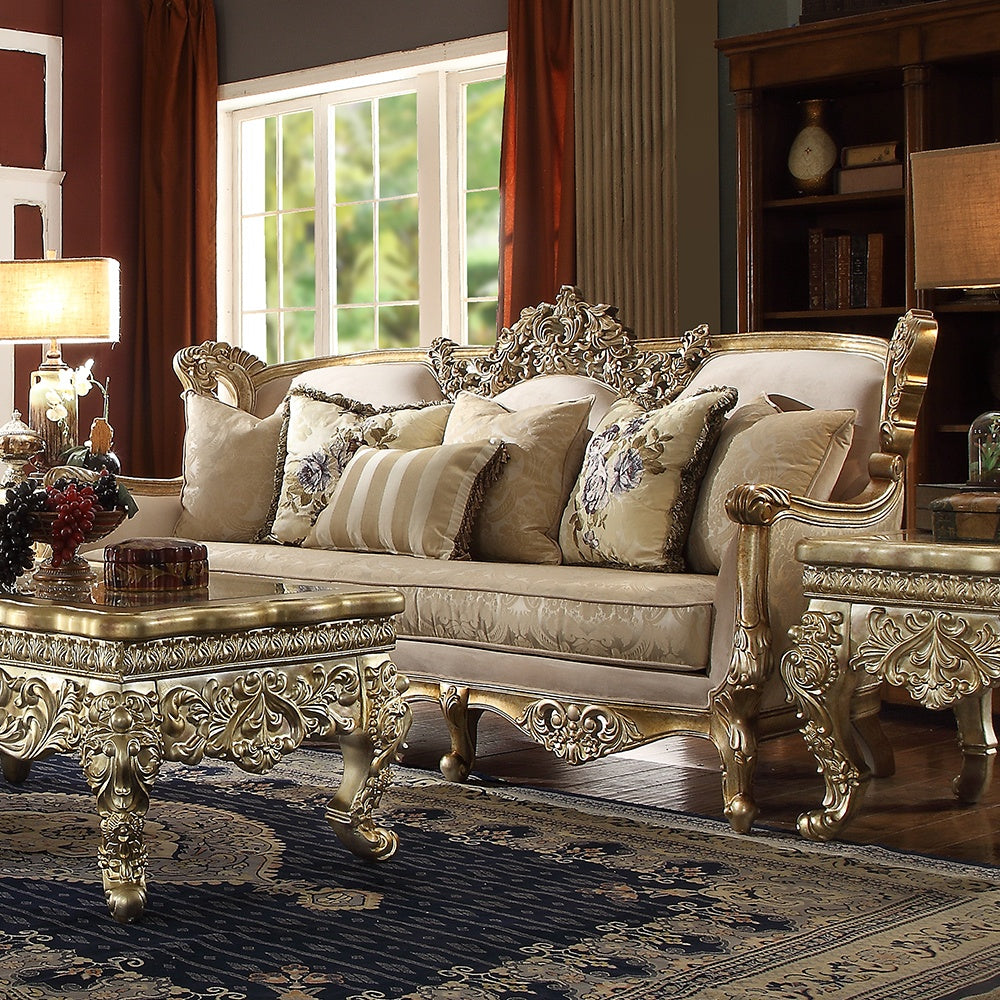 HD-04 Marbled Champagne Silver 3-Piece Living Room Set