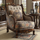 HD-1623 Dark Red Mahogany/Antique Gold Details 3-Piece Living Room Set
