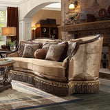 HD-1631 Dark Red Mahogany/Antique Gold Details 3-Piece Living Room Set