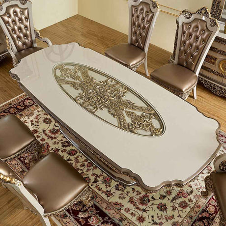 HD-1881 Ivory/Bronzed Copper 7-Piece Dining Set by Homey Design at Eve Furniture