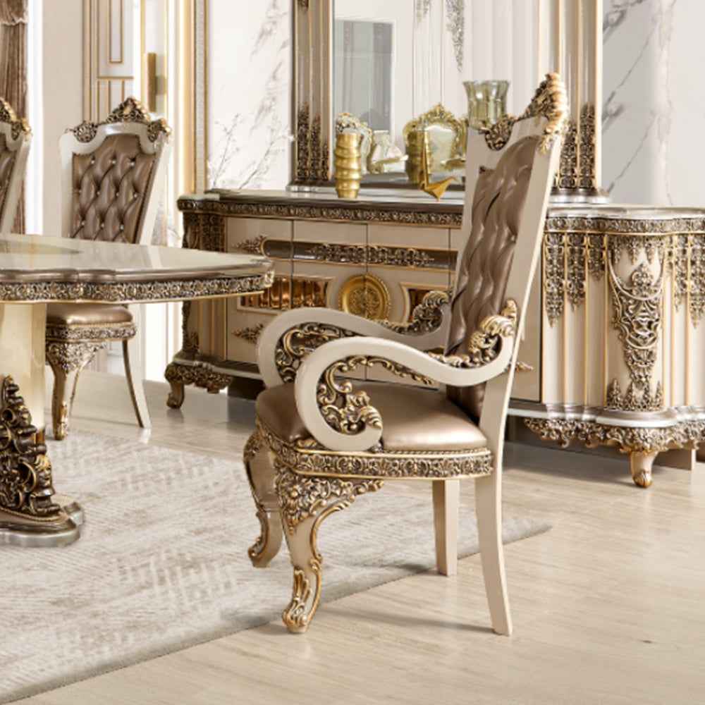 HD-1881 Ivory/Bronzed Copper 7-Piece Dining Set by Homey Design at Eve Furniture