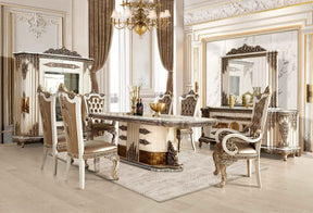 HD-1881 Ivory/Bronzed Copper Dining Table by Homey Design at Eve Furniture