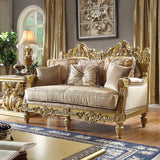 HD-2659 Metallic Bright Gold 3-Piece Living Room Set
