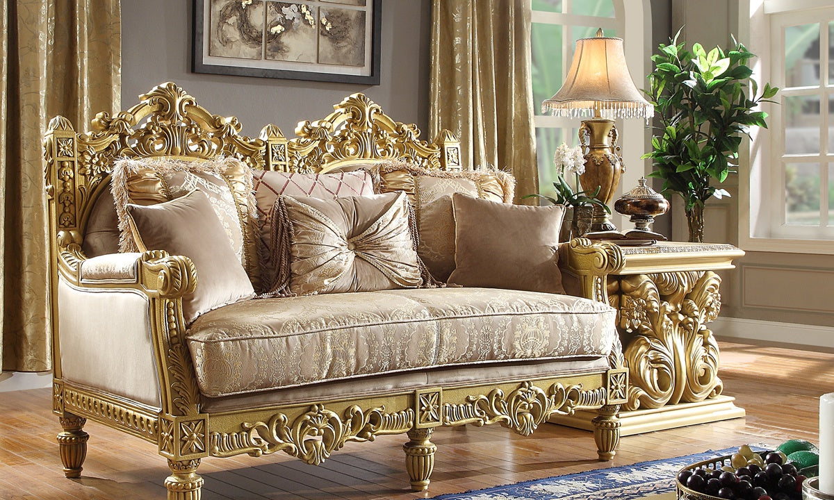 HD-2659 Metallic Bright Gold 3-Piece Living Room Set