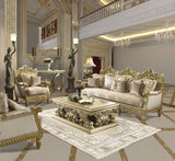 HD-2659 Metallic Bright Gold 3-Piece Living Room Set