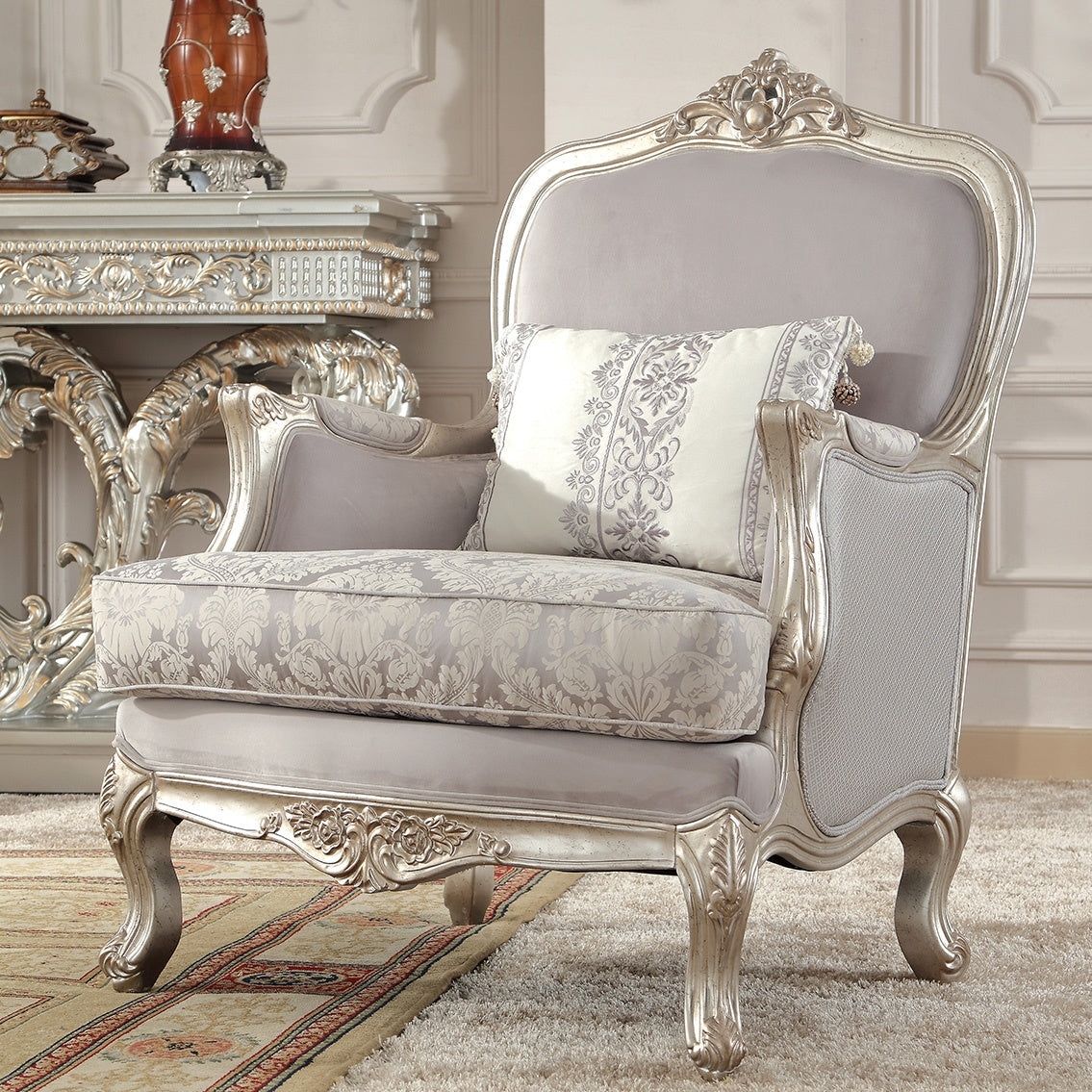 HD-2662 Metallic Silver 3-Piece Living Room Set