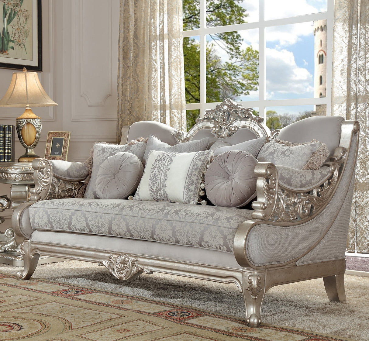 HD-2662 Metallic Silver 3-Piece Living Room Set