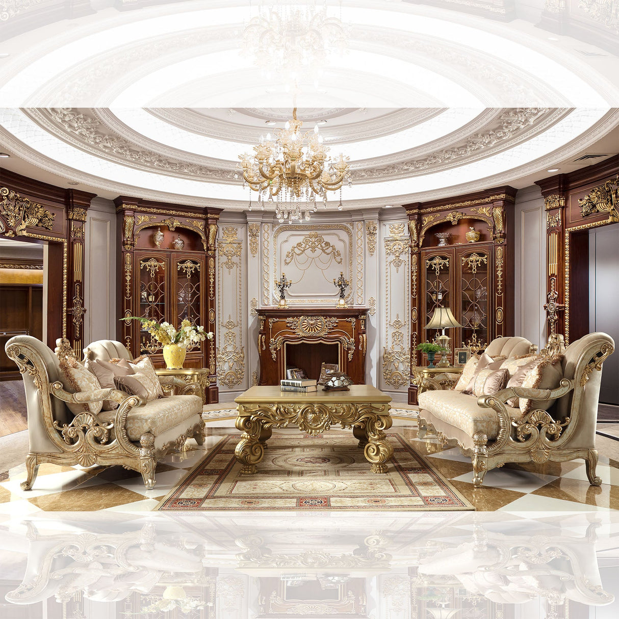 HD-2663 Champagne Metallic Gold/Silver Blend 3-Piece Living Room Set