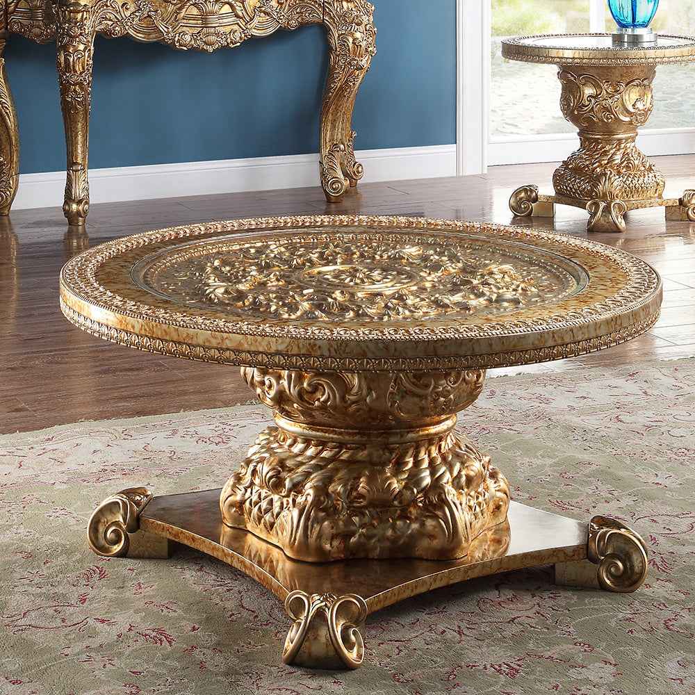 HD-328G Metallic Gold 3-Piece Coffee Table Set by Homey Design at Eve Furniture