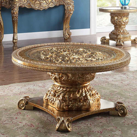 HD-328G Metallic Gold 3-Piece Coffee Table Set by Homey Design at Eve Furniture