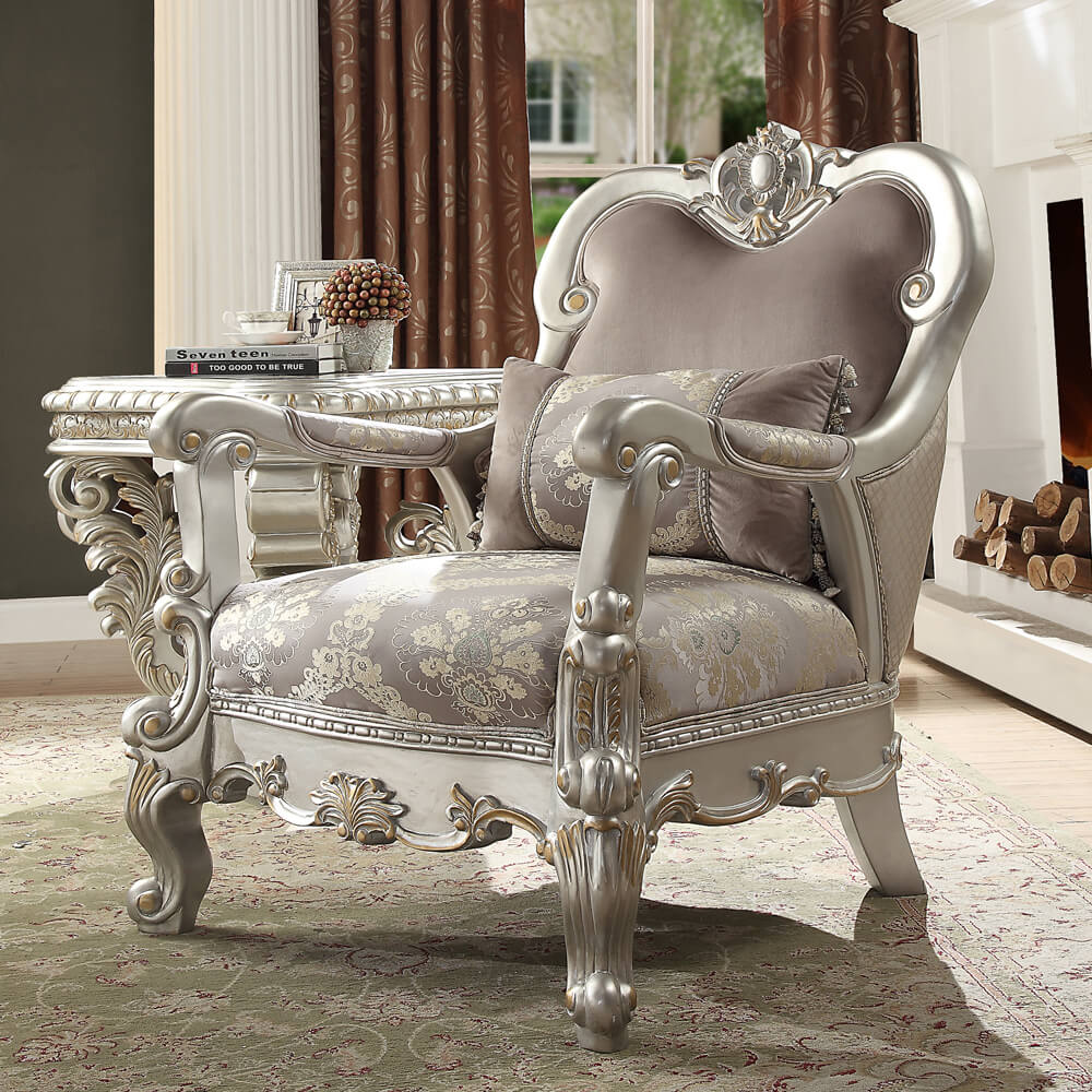 HD-372 Metallic Silver 3-Piece Living Room Set