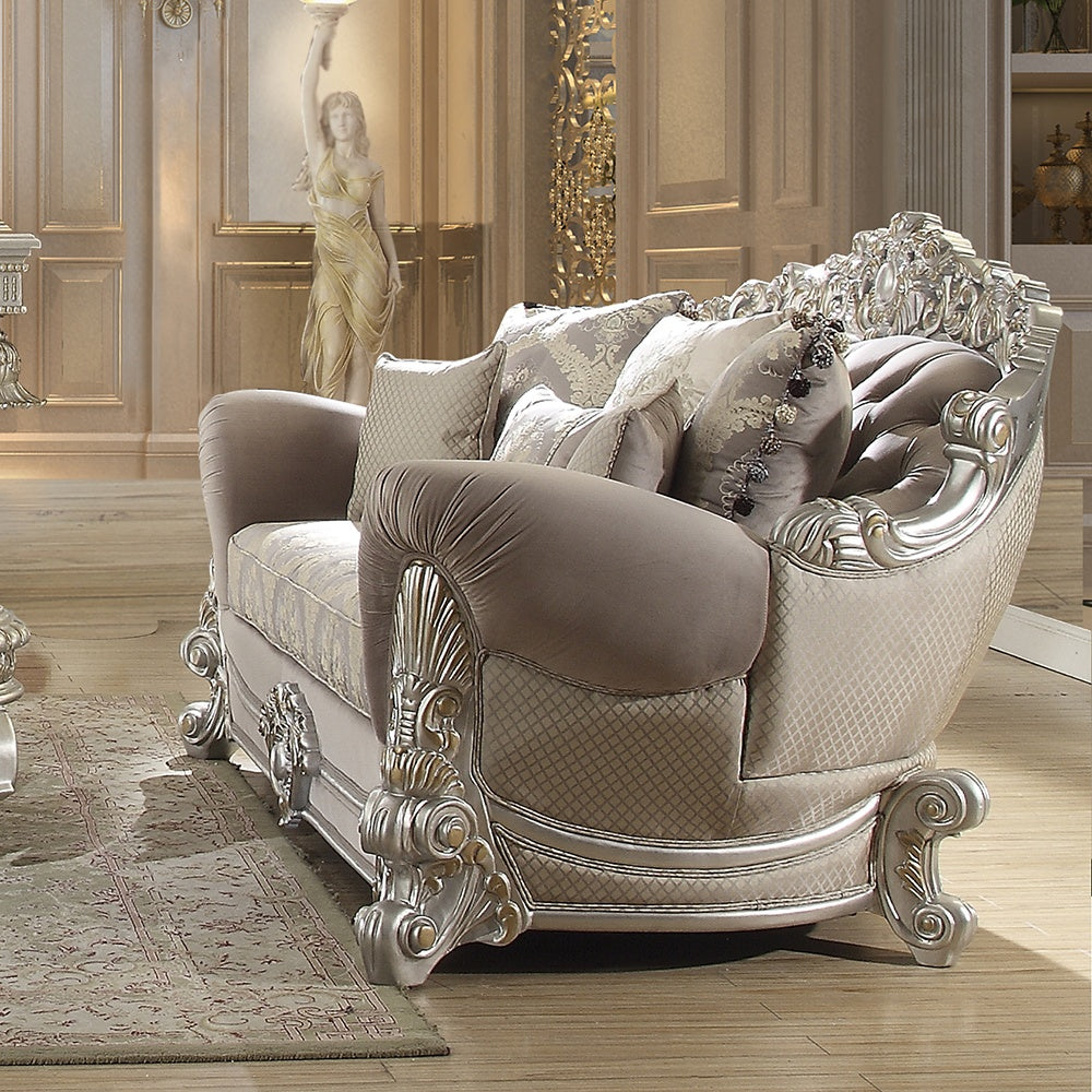 HD-372 Metallic Silver 3-Piece Living Room Set