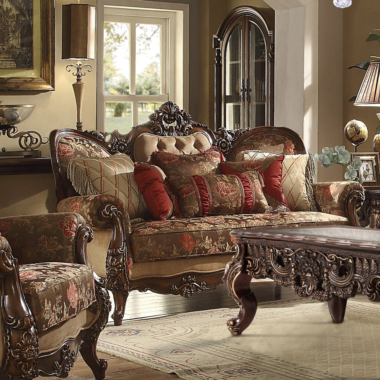 HD-39 Dark Cherry Oak 3-Piece Living Room Set