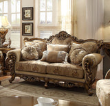 HD-506 Metallic Antique Gold/Perfect Brown 3-Piece Living Room Set