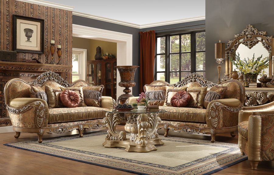 HD-622 Antique Brown 3-Piece Living Room Set