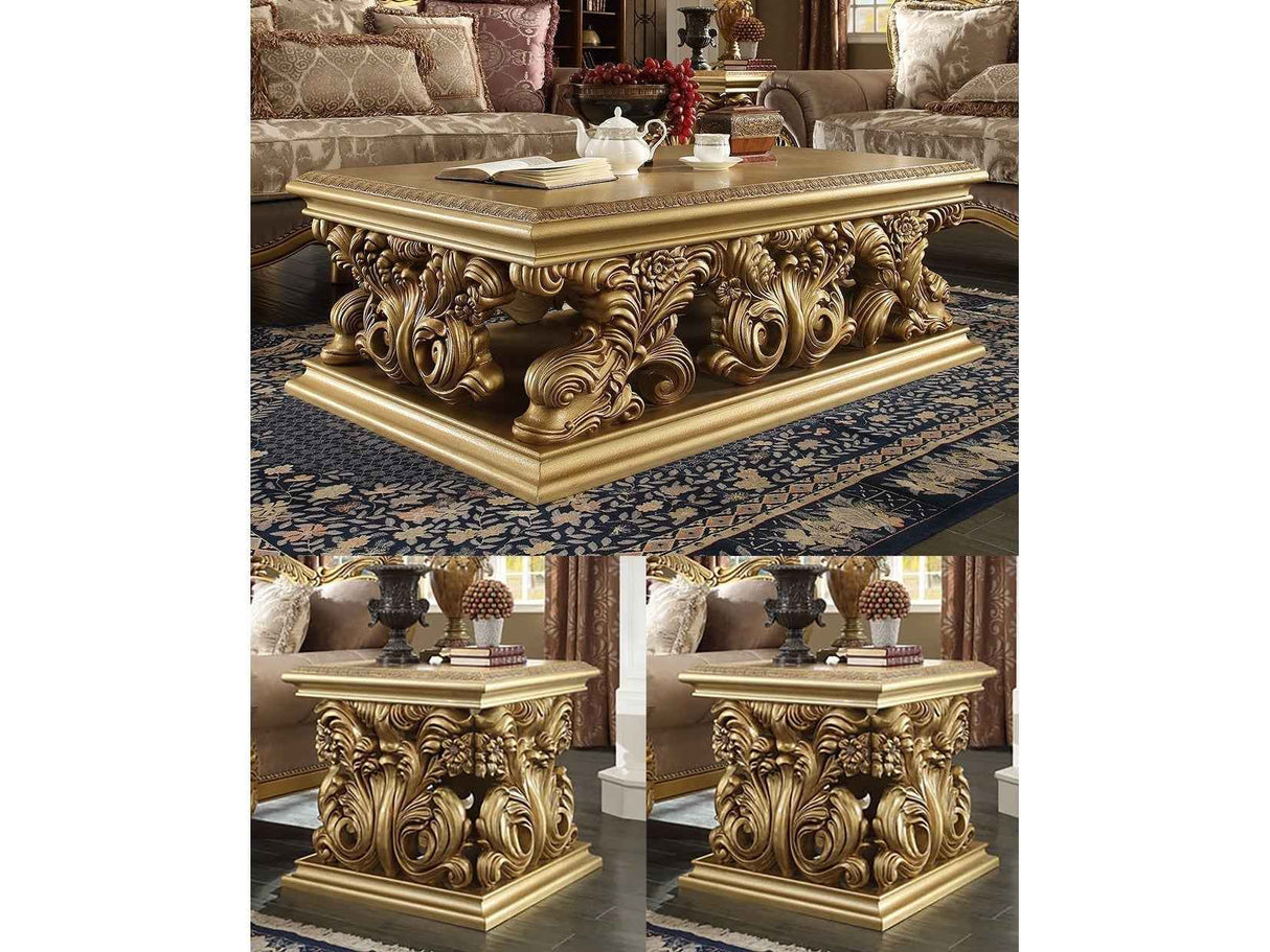HD-8016 Bright Gold 3-Piece Coffee Table Set by Homey Design at Eve Furniture