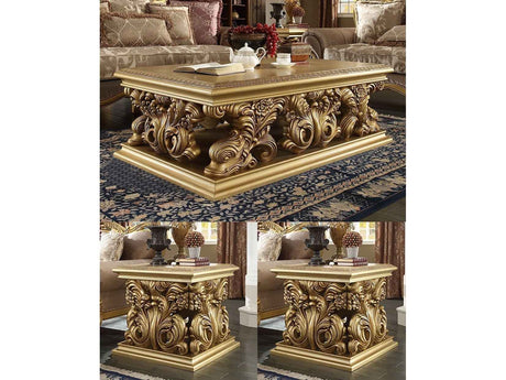 HD-8016 Bright Gold 3-Piece Coffee Table Set by Homey Design at Eve Furniture