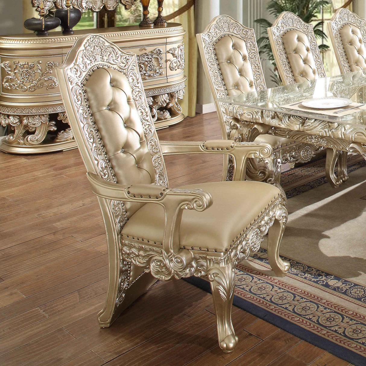 HD-8022 Champagne Gold 7-Piece Dining Room Set by Homey Design at Eve Furniture